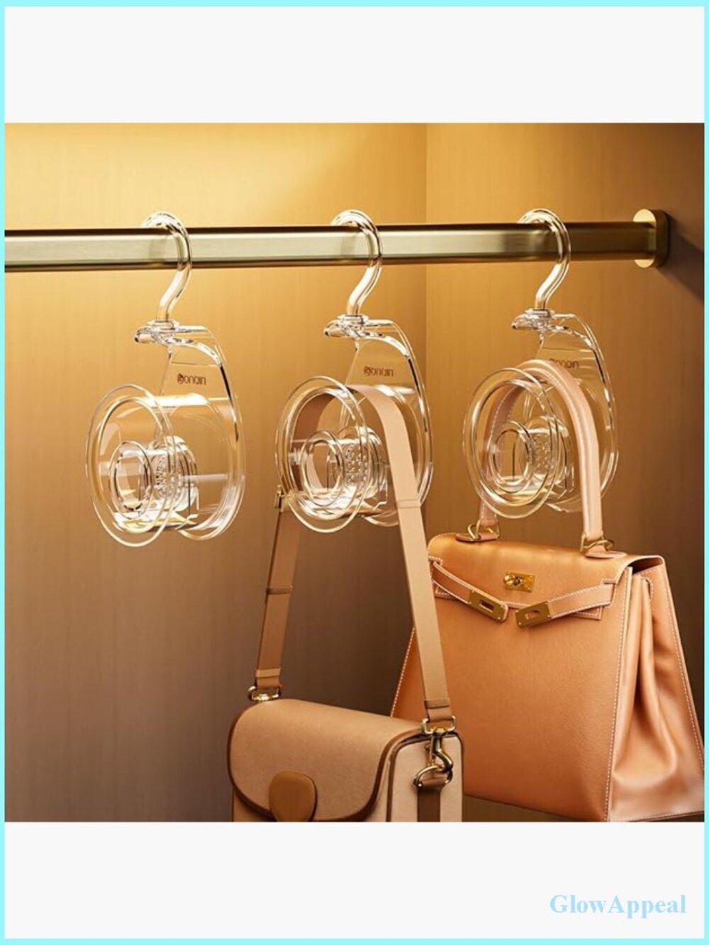 Clear Teardrop Purse Hanger 3-Pack 360° Rotating Wide Purse Hooks